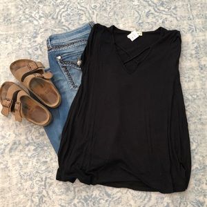 Criss Cross Front Slouchy T-shirt